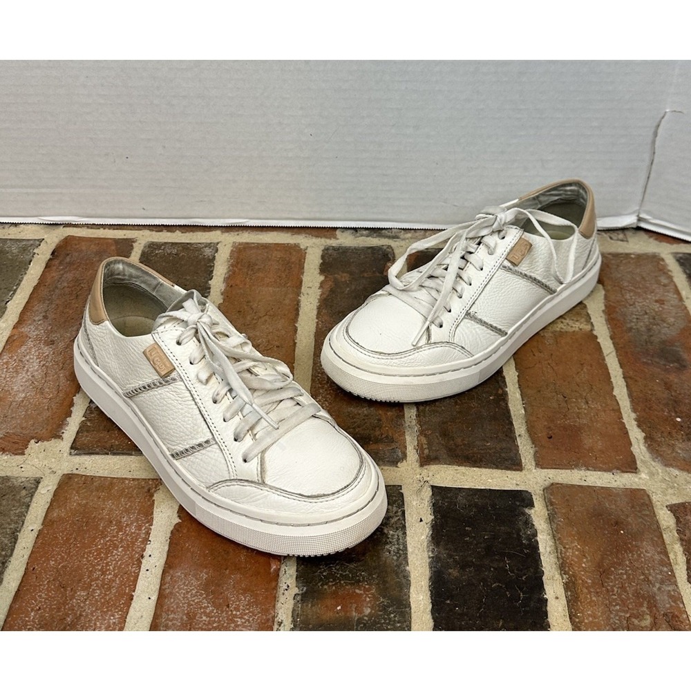 Ugg Alameda White Leather Sneakers Lace Up Casual Comfort Women's 7 Shoes